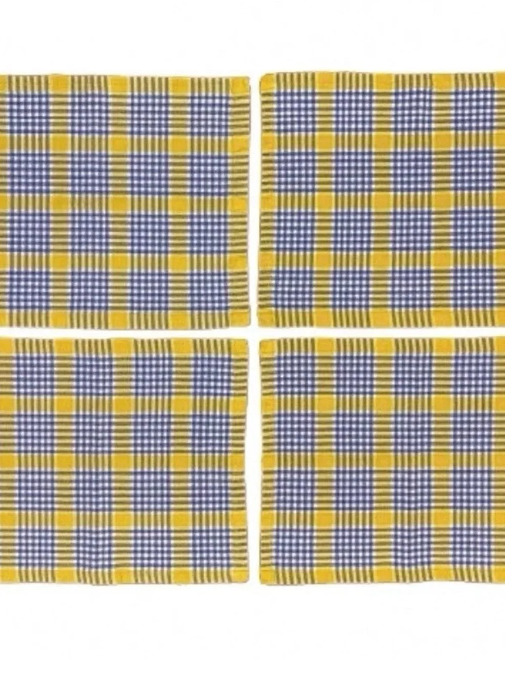 Vintage Set of 4 Woven Cotton Plaid Placemats